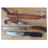 K - Collection of 3 Vintage Kitchen and Fillet Knives Including Marttiini Finland and Adcraft Gaucho