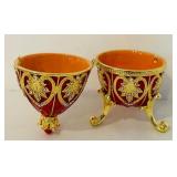 K - QIFU Hand Painted Red Enamel Egg Trinket Box with Crystal Accents, 4 Inch