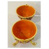 K - QIFU Hand Painted Red Enamel Egg Trinket Box with Crystal Accents, 4 Inch