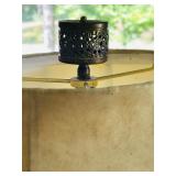 LR - Decorative Metal Floor Lamp with Scroll Base and Beige Shade