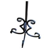 LR - Decorative Metal Floor Lamp with Scroll Base and Beige Shade
