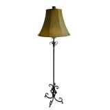 LR - Decorative Metal Floor Lamp with Scroll Base and Beige Shade