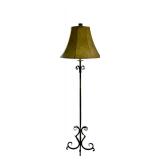 LR - Decorative Metal Floor Lamp with Scroll Base and Beige Shade