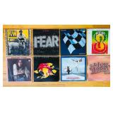 K - Collection of 8 Vintage Vinyl Records Including The Cars, Rolling Stones, and More