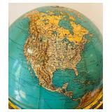 K - Vintage 17-Inch Replogle World Globe with Wooden Stand