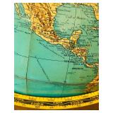 K - Vintage 17-Inch Replogle World Globe with Wooden Stand