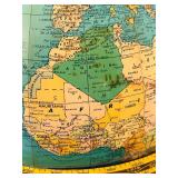 K - Vintage 17-Inch Replogle World Globe with Wooden Stand