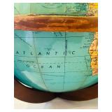 K - Vintage 17-Inch Replogle World Globe with Wooden Stand
