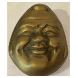 K - Set of 4 Vintage Brass Figurines Including Hats, Duck, and Laughing Face