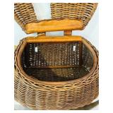 K - Vintage Wicker Creel Basket with Canvas Strap 16 Inch