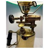 LR - Vintage Brass Table Lamp with Blue Glass Shade
