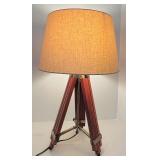 LR - Table Lamp with Tripod Wood and Brass Base