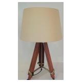 LR - Table Lamp with Tripod Wood and Brass Base