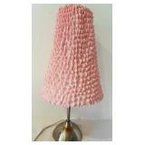 K - Tall Table Lamp with Textured Pink Shade and Metal Base