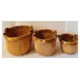 K - Set of 3 Woven Plant Baskets with Handles