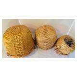K - Set of 3 Woven Plant Baskets with Handles