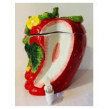 K - Ceramic Strawberry Beverage Dispenser with Lid and Spout, 15 Inch Tall