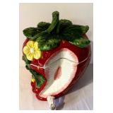 K - Ceramic Strawberry Beverage Dispenser with Lid and Spout, 15 Inch Tall