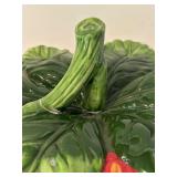 K - Ceramic Strawberry Beverage Dispenser with Lid and Spout, 15 Inch Tall