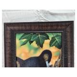 Jerry Gadamus Signed Bear Cub Print with Frame and Artist Signature - Numbered 79/1000 - Approx. 14x29