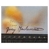 Jerry Gadamus Signed Doe & Buck Airbrush Art with Frame - Numbered 90/1000 - Approx 14x28