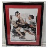 Norman Rockwell Framed Print with "No Swimming" Theme
