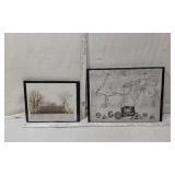 Photograph of Battery "D" 188th Field Artillery at Fort Lewis, Washington, dated 1942 & Hand Drawn Deptiction of Their European Campaign