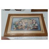 Lot of 3 Framed Art Pieces with Cardinals, Geese and Teddy Bears