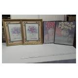 Framed Floral Prints and Art Set - One has No Glass
