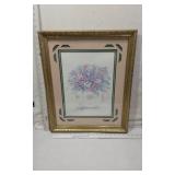 Framed Floral Prints and Art Set - One has No Glass