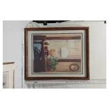 Framed Art Prints Lot including Basket Still Life, Winter Landscape, and Room Interior