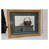 Framed Art Prints Lot including Basket Still Life, Winter Landscape, and Room Interior