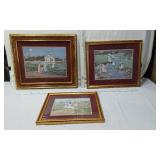 Framed Ann Mount Artwork Prints with Gold Trim The prints depict various outdoor activities, including walking to a schoolhouse and playing by a stream