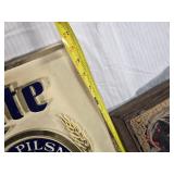Miller Lite Vintage Plastic Advertising Sign and Michelob Mirror - both with wear