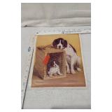 Lot of 5 Vintage Dog and Horse Prints Including "The Buffalo Hunt", "Last of the Litter" and "Saved"