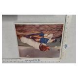 Lot of 5 Vintage Dog and Horse Prints Including "The Buffalo Hunt", "Last of the Litter" and "Saved"