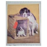 Lot of 5 Vintage Dog and Horse Prints Including "The Buffalo Hunt", "Last of the Litter" and "Saved"