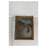 Framed Art and Photographs The largest piece depicts a young girl leading geese, a religious scene, cityscapes and a Coca-Cola themed print