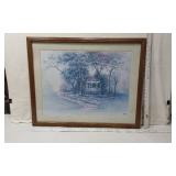 Framed Art Prints Including Winter Farm Scene Signed and Dated (23x31) and Gazebo (24x30)