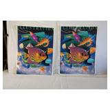 Illustration Art Prints with Fish and Surreal Elements for 7th Annual Illustrators Show, Memphis 1987