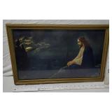 Framed Jesus Portrait with Halo approx. 14x21