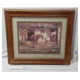Framed Horse Print with Wooden Frame approx. 17x20