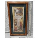Framed Bathroom Themed Art Print with Wooden Frame approx. 10 x 19 1/2