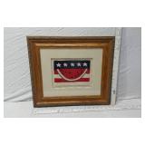 Framed Watermelon and Stars Punch Needle Art - approx. 18.5 x 16