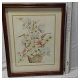 Framed Floral Print with Wooden Frame by CASEY
