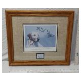 National Waterfowl Conservation Stamp Print by Phillip Crowe 1986-87 with Oak Frame Signed and numbered 30/999