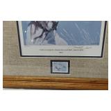 National Waterfowl Conservation Stamp Print by Phillip Crowe 1986-87 with Oak Frame Signed and numbered 30/999