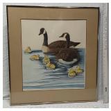 Framed Goose and Goslings Artwork