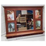 Decorative Wooden Wall Mirror with Photo Frames and Hooks approx 23x18