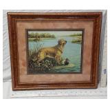 Framed Golden Retriever Hunting Print approx 17 1/2 x 15 1/2